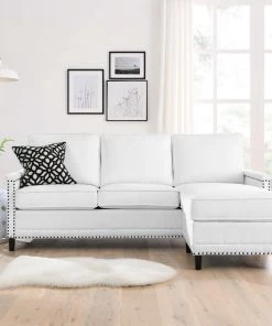 Modway Ashton Upholstered Fabric Sectional Sofa White Sectionals