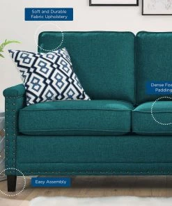 Modway Sectionals Ashton Upholstered Fabric Sectional Sofa In Teal