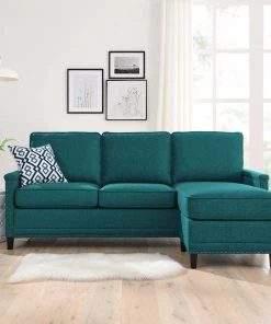 Modway Sectionals Ashton Upholstered Fabric Sectional Sofa In Teal