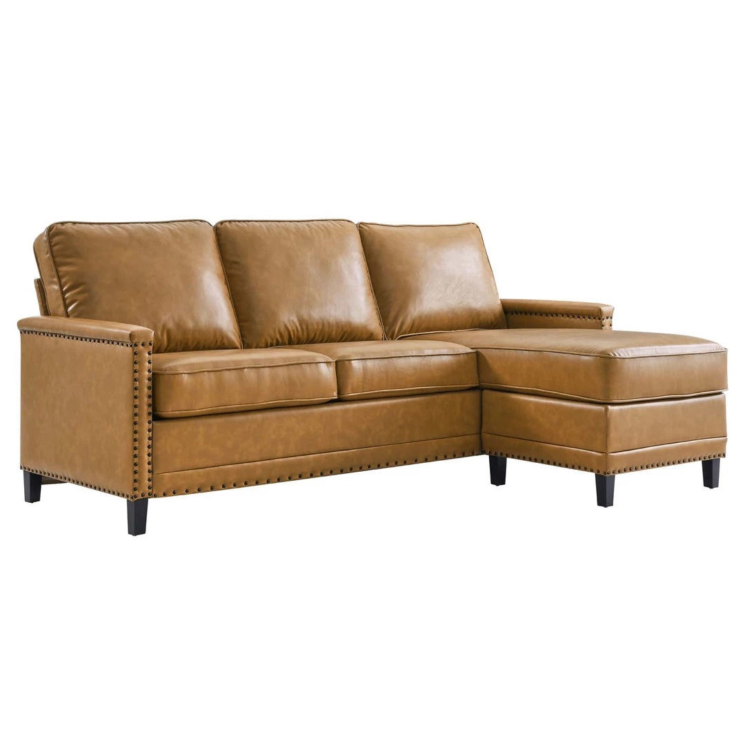 Modway Sectionals Ashton Vegan Leather Sectional Sofa In Tan 3 Modway Sectionals Ashton Vegan Leather Sectional Sofa In Tan