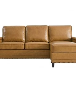 Modway Sectionals Ashton Vegan Leather Sectional Sofa In Tan