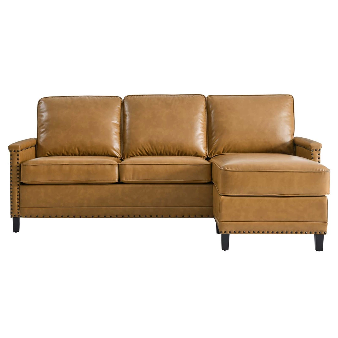 Modway Sectionals Ashton Vegan Leather Sectional Sofa In Tan 1 Modway Sectionals Ashton Vegan Leather Sectional Sofa In Tan