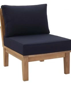 Modway Marina Armless Outdoor Patio Teak Sofa Natural Navy 15 Modway Marina Armless Outdoor Patio Teak Sofa Natural Navy