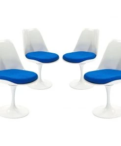 Modway Lippa Dining Side Chair Fabric Set Of 4 Blue Dining Chairs