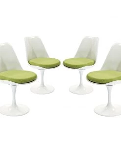 Modway Dining Chairs Lippa Dining Side Chair Fabric Set Of 4 Green