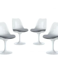 Modway Dining Chairs Lippa Dining Side Chair Fabric Set Of 4 Gray