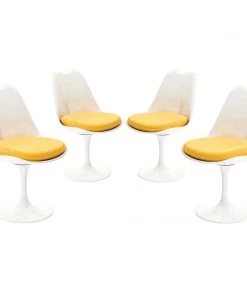 Modway Dining Chairs Lippa Dining Side Chair Fabric Set Of 4 Yellow
