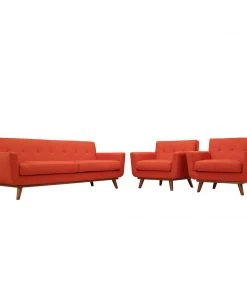 Modway Living Room Sets Engage Armchairs And Sofa Set Of 3 Atomic Red