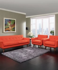 Modway Living Room Sets Engage Armchairs And Sofa Set Of 3 Atomic Red