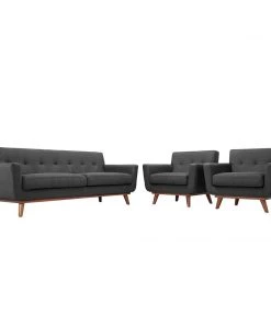 Modway Engage Armchairs And Sofa Set Of 3 Gray Living Room Sets
