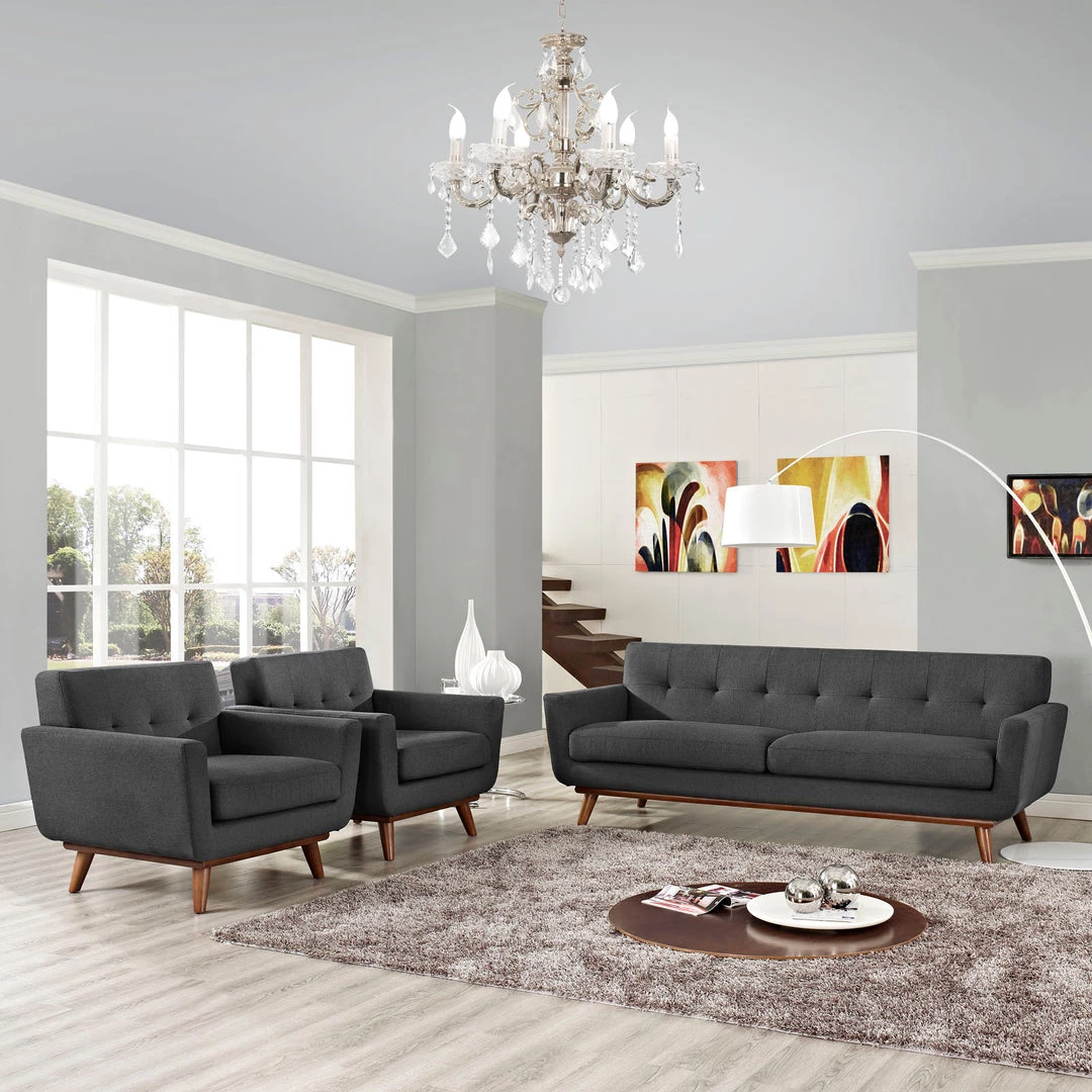 Modway Engage Armchairs And Sofa Set Of 3 Gray Living Room Sets 6 Modway Engage Armchairs And Sofa Set Of 3 Gray Living Room Sets