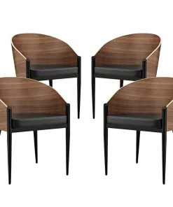 Modway Cooper Dining Chairs Set Of 4 Walnut