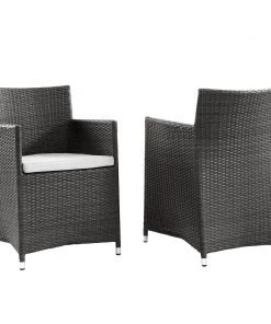 Modway Junction Armchair Outdoor Patio Wicker Set Of 2 Brown White OUTDOOR CHAIRS