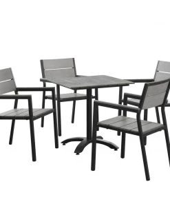 Modway Maine 5 Piece Patio Dining Set Brown Gray Outdoor Dining Sets