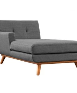Modway Chaise Lounge Chairs Engage Left-Facing Upholstered Fabric Chaise Gray