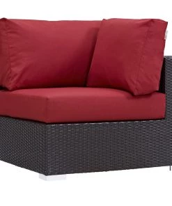 Modway Convene Outdoor Patio Corner Espresso Red Outdoor Sectional