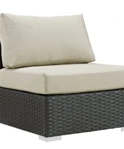 Modway Sojourn Outdoor Patio Fabric Sunbrella® Armless Canvas Antique Beige