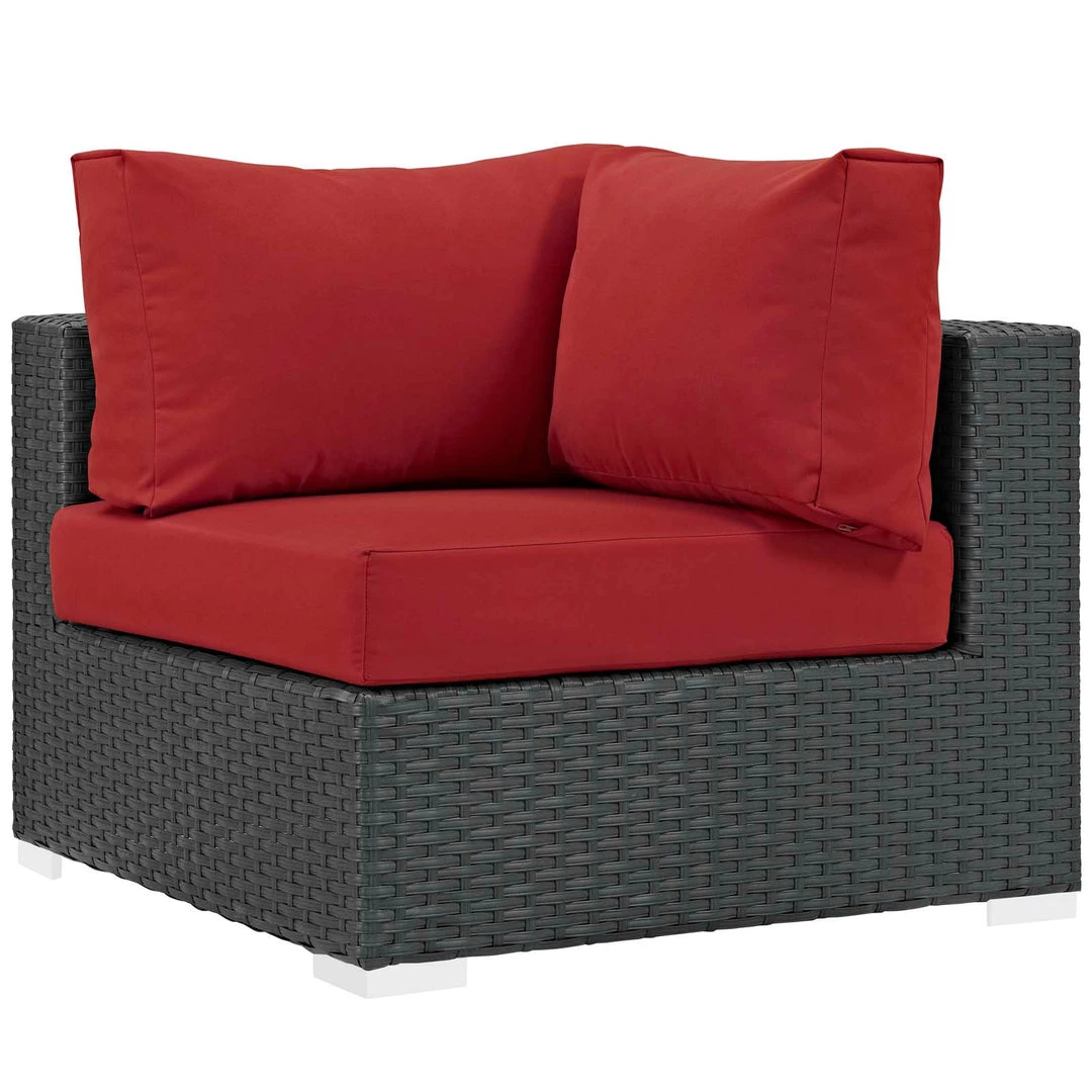 Modway Sojourn Outdoor Patio Sunbrella® Corner Canvas Red Outdoor Sectional 4 Modway Sojourn Outdoor Patio Sunbrella® Corner Canvas Red Outdoor Sectional