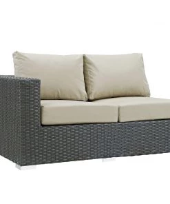 Modway Outdoor Sectional Sojourn Outdoor Patio Sunbrella® Left Arm Loveseat Canvas Antique Beige