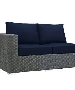 Modway Sojourn Outdoor Patio Sunbrella® Left Arm Loveseat Canvas Navy Outdoor Sectional