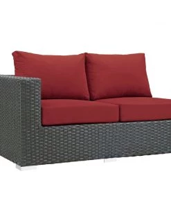 Modway Sojourn Outdoor Patio Sunbrella® Left Arm Loveseat Canvas Red Outdoor Sectional