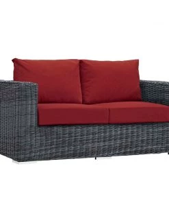 Modway Outdoor Loveseats Summon Outdoor Patio Sunbrella® Loveseat Canvas Red