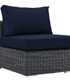 Modway Summon Outdoor Patio Sunbrella® Armless Canvas Navy Outdoor Sectional