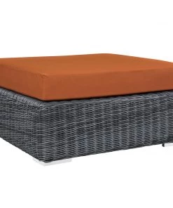Modway Ottomans Summon Outdoor Patio Sunbrella® Square Ottoman Canvas Tuscan