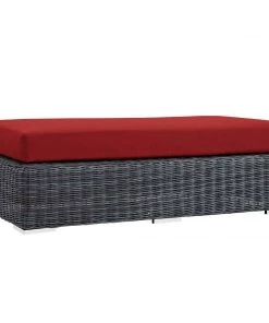 Modway Summon Outdoor Patio Sunbrella® Rectangle Ottoman Canvas Red Ottomans
