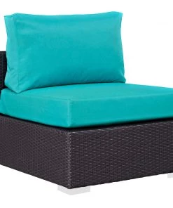Modway Convene Outdoor Patio Armless Espresso Turquoise Outdoor Sectional