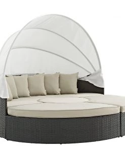 Modway Outdoor Daybeds Sojourn Outdoor Patio Sunbrella® Daybed Antique Canvas Beige