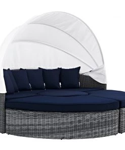 Modway Summon Canopy Outdoor Patio Sunbrella® Daybed Canvas Navy Outdoor Daybeds