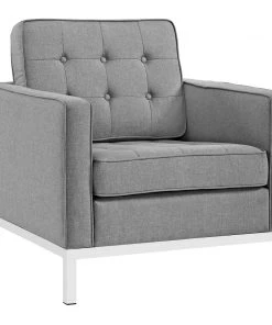 Modway Armchairs Loft Upholstered Fabric Armchair Light Gray