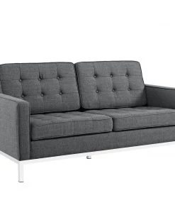 Modway Loft Upholstered Fabric Loveseat Gray Loveseats