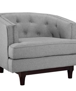 Modway Coast Upholstered Fabric Armchair Light Gray