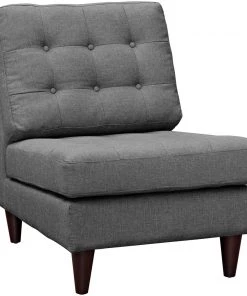 Modway Empress Upholstered Fabric Lounge Chair Gray Chaise Lounge Chairs