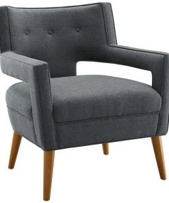 Modway Sheer Upholstered Fabric Armchair Gray Armchairs