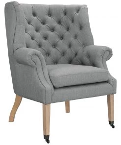 Modway Chart Upholstered Fabric Lounge Chair Light Gray Chaise Lounge Chairs