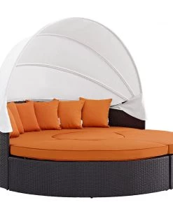Modway Outdoor Daybeds Convene Canopy Outdoor Patio Daybed Espresso Orange