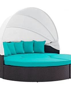 Modway Convene Canopy Outdoor Patio Daybed Espresso Turquoise