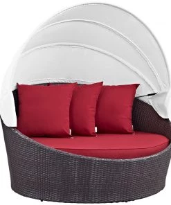 Modway Convene Canopy Outdoor Patio Daybed Espresso Red