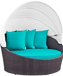 Modway Convene Canopy Outdoor Patio Daybed Espresso Turquoise Outdoor Daybeds