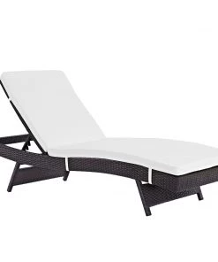 Modway Convene Outdoor Patio Chaise Espresso White Lounge Chair Outdoor