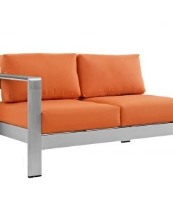 Modway Shore Left-Arm Corner Sectional Outdoor Patio Aluminum Loveseat Silver Orange 9 Modway Shore Left-Arm Corner Sectional Outdoor Patio Aluminum Loveseat Silver Orange