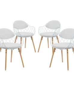 Modway Dining Chairs Basket Dining Set Set Of 4 White