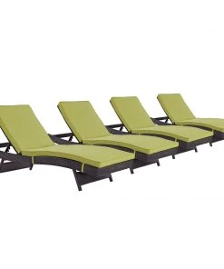 Modway Convene Chaise Outdoor Patio Set Of 4 Espresso Peridot