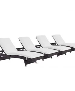 Modway Lounge Chair Outdoor Convene Chaise Outdoor Patio Set Of 4 Espresso White