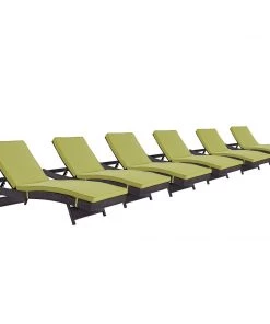 Modway Convene Chaise Outdoor Patio Set Of 6 Espresso Peridot Lounge Chair Outdoor