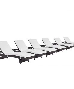 Modway Convene Chaise Outdoor Patio Set Of 6 Espresso White
