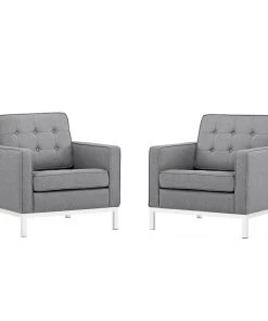 Modway Loft Armchairs Upholstered Fabric Set Of 2 Light Gray 11 Modway Loft Armchairs Upholstered Fabric Set Of 2 Light Gray